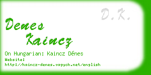 denes kaincz business card